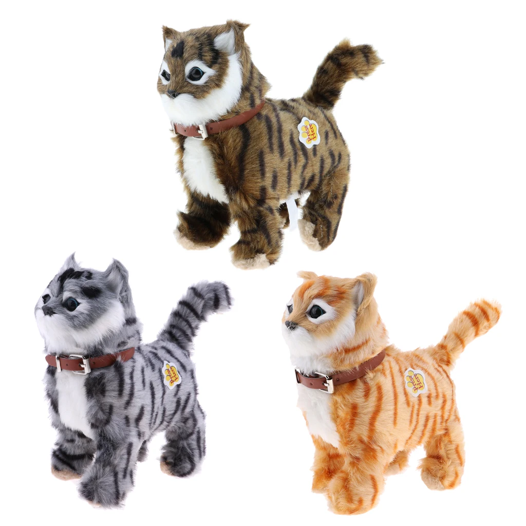 Walking Stuffed Animal Soft Plush Cat Toy with Sounds and Music, Interactive Electronic Pet, Battery Powered