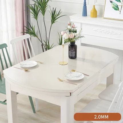 Скатерть из ПВХ, овальное покрытие стола, защитная накладка на стол, мягкое стекло, обеденная мягкая стеклянная Хрустальная доска, подстилки для домашнего текстиля 1,0/1,5 мм - Цвет: 2mm