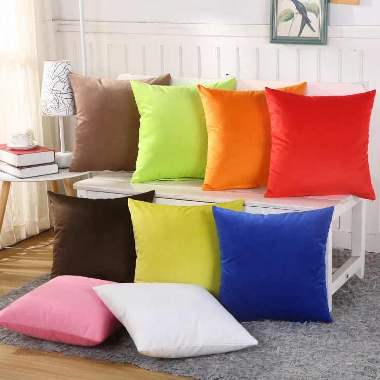

Candy Colored Short-pile Velvet Sofa Cushion Covers For Sofa Pillowcase Soft Warm Throw Pillow Case Home Decorative 45x45cm