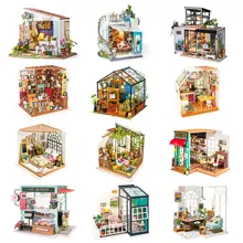 Robotime DIY Wooden Miniature Dollhouse 1:24 Handmade Doll House Model Building Kits Toys For Children Adult Drop Shipping robotime diy simon s coffee with furnitures children adult miniature wooden doll house model building kits dollhouse toys dg109