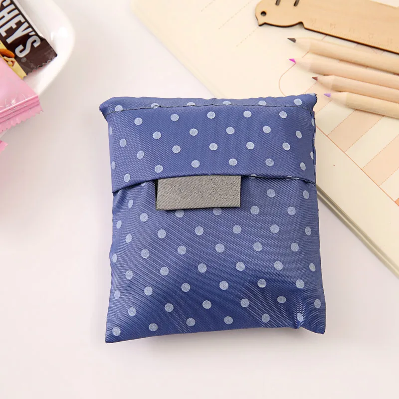 Женская Складная Эко сумка для покупок сумка переносная многоразовая сумка для хранения продуктов милое животное Фламинго - Цвет: Dark blue dots