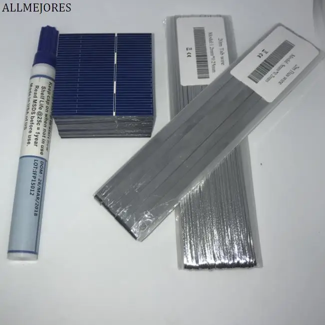 ALLMEJORES 40 шт. солнечных батарей 52 мм x 52 мм 0,43 Вт/шт.+ достаточно Tab провода и шины провода+ ручка потока для Солнечная батарея своими руками и зарядное устройство