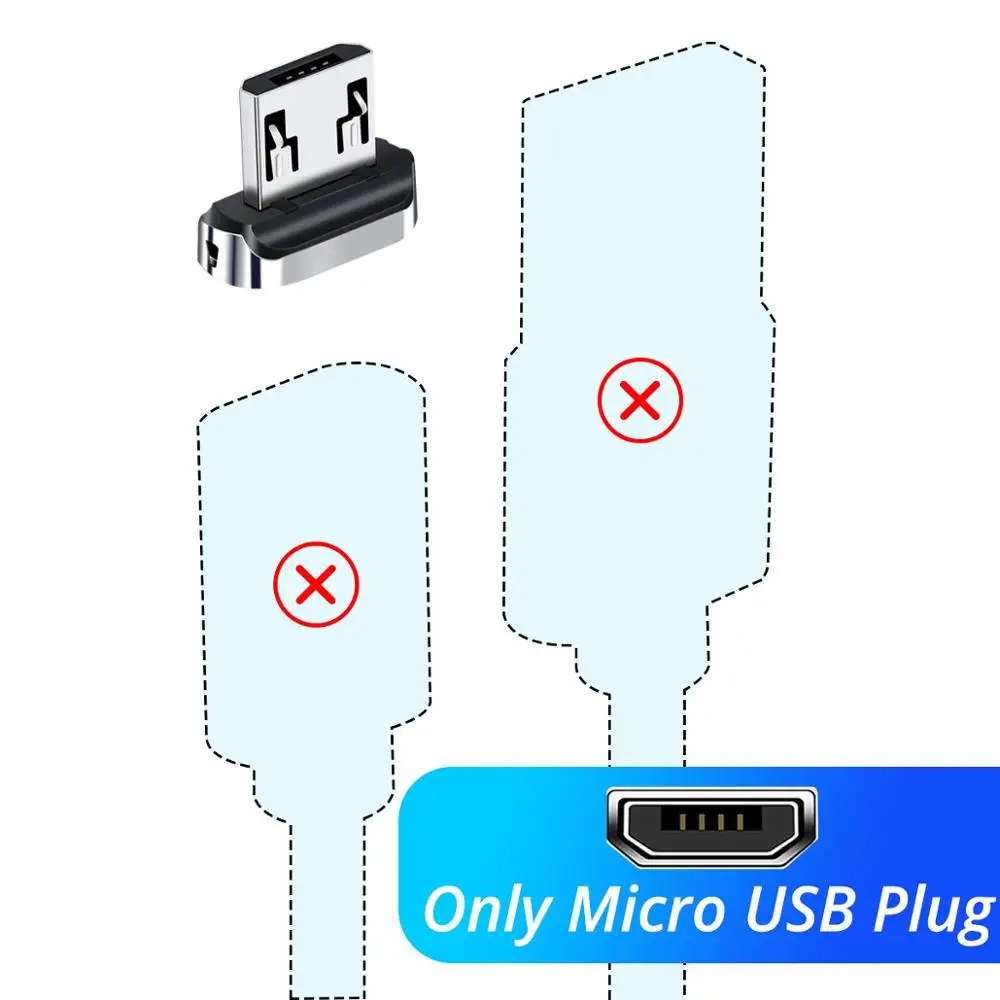 Магнитный кабель FONKEN Micro usb type C, магнитный usb-кабель для телефона, быстрое зарядное устройство 3A, шнур для быстрой зарядки для мобильных телефонов Android - Цвет: Micro Plug NO Cable