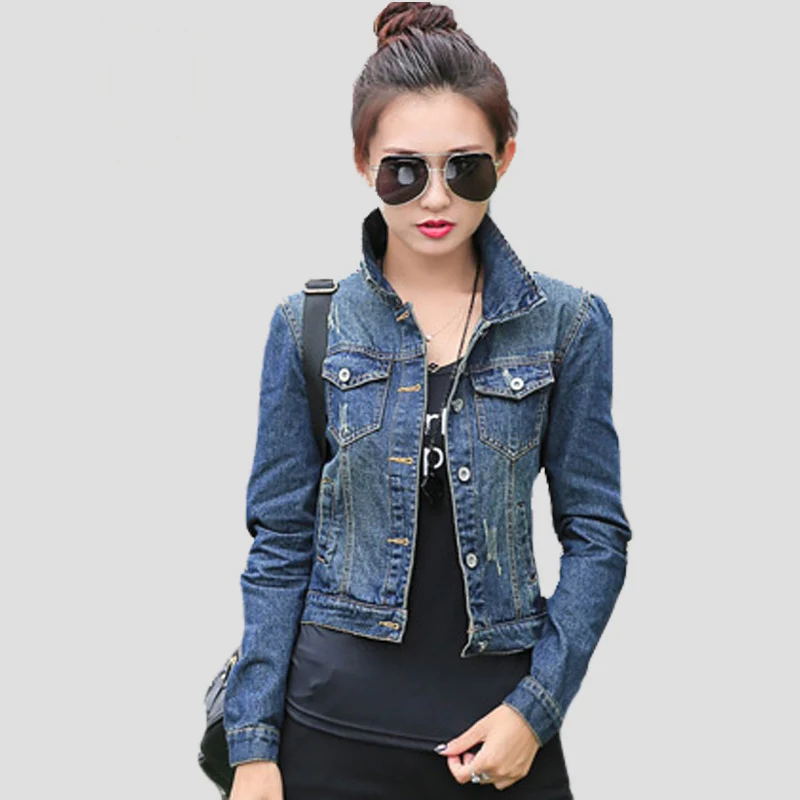 Buy autumn Jeans jacket women fashion casual slim