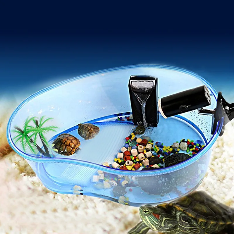 

Turtle Habitat Lake Terrapin Reptile Aquarium Tank with Platform Plants Z07 Drop Shipping