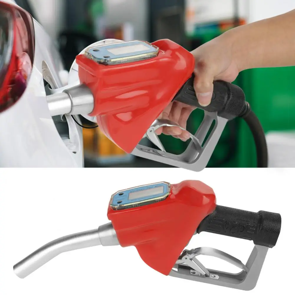Fueling Nozzle 1 inch Digital Aluminum Fuel Oil Gasoline Nozzle with Flow Meter 