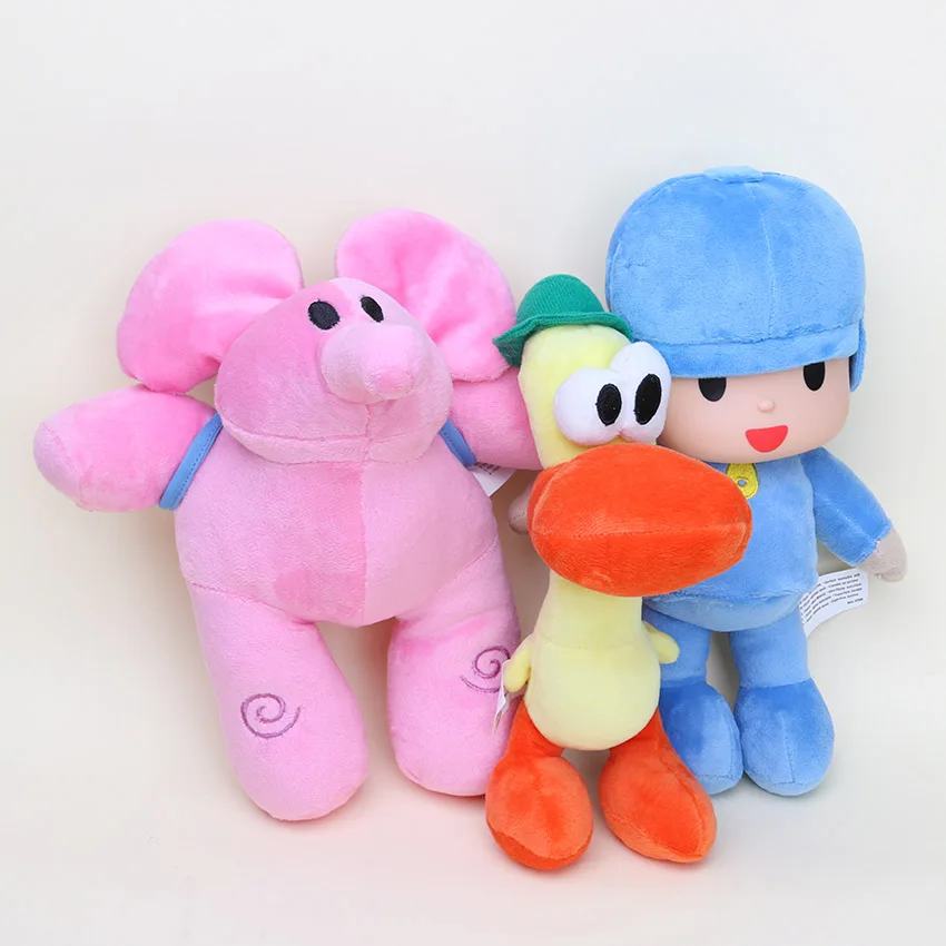 

3pcs/lot 25cm Pocoyo Elly Pato Soft Plush doll Stuffed Toy Doll Gift for Kids