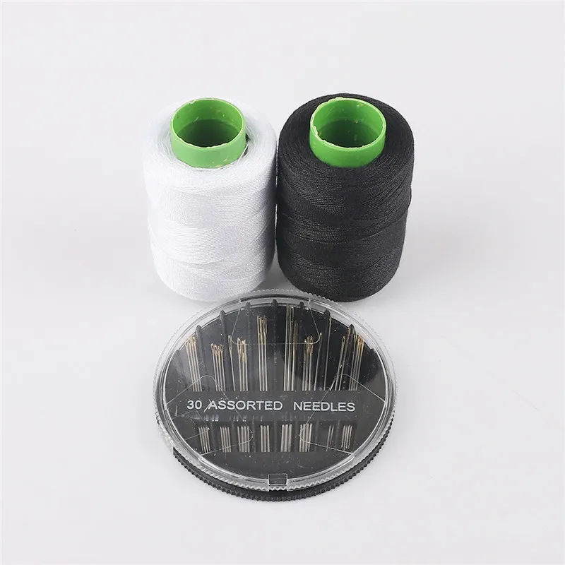

300M Manual Durable Black/White/Red Thread Sewing Line+30 Gold Tail Assorted Hand Sewing Needles Embroidery Mending Sewing Set