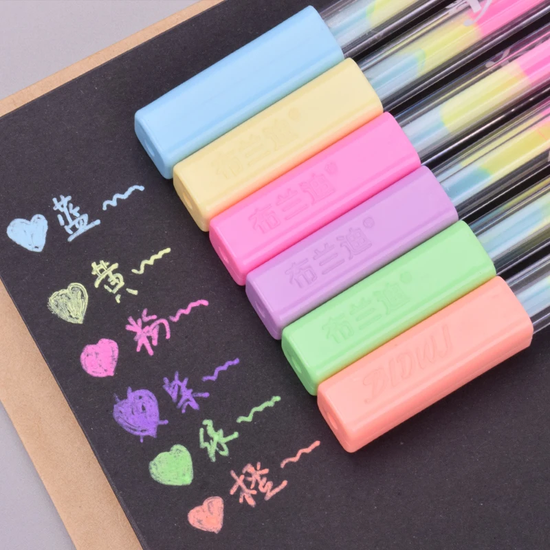 

6 pcs/lot rainbow color gel pen 6 in 1 color pens DIY album photo decoration highlighter marker pen stationery