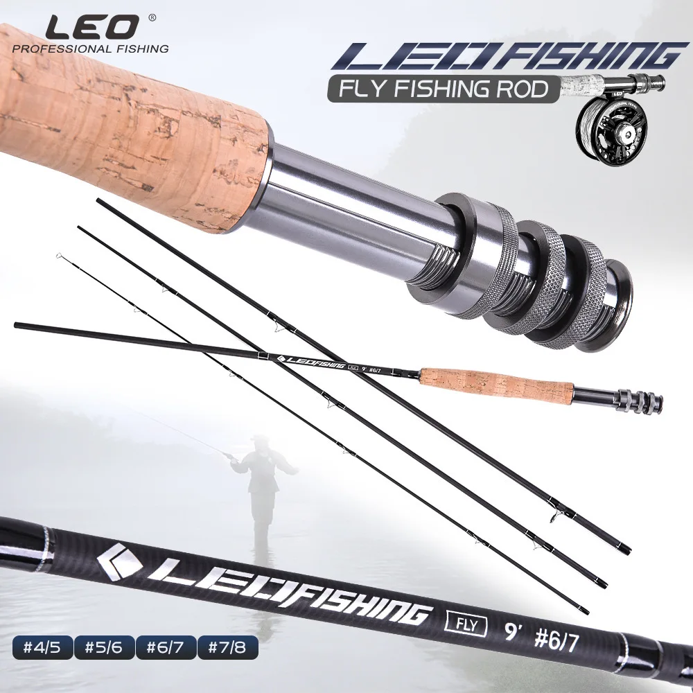 LEO Fly Fishing Rod 9FT 4 Piece Weight 3# 4# 5# 6# 7# 8# Graphite Trout Fly Rod 