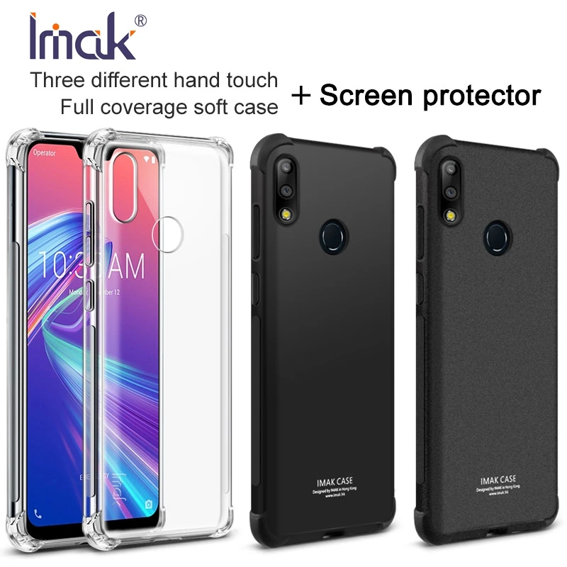 IMAK Corner Airbag Cover for Asus Zenfone Max (Pro) M2 ZB631KL ZB633K Protective Case Silicone Soft Phone + Film Shockproof |