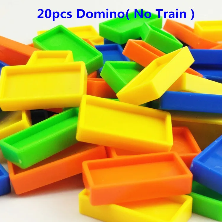 Домино электрический набор для укладки поезда, пластиковая домино, настольная игра, укладка автомобиля, цветные блоки домино, развивающие игрушки для детей - Цвет: 20pcs dominoes