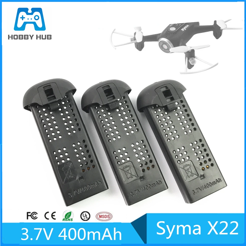 

3pcs/lot 3.7V 400mah Original SYMA X22 Black Lithium Battery unmanned aerial vehicle SYMA X22 X22W Accessories
