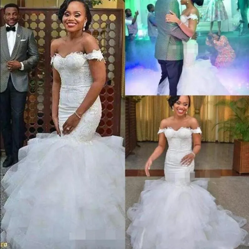 Hot Promo African Off Shoulder Country Style Mermaid Wedding
