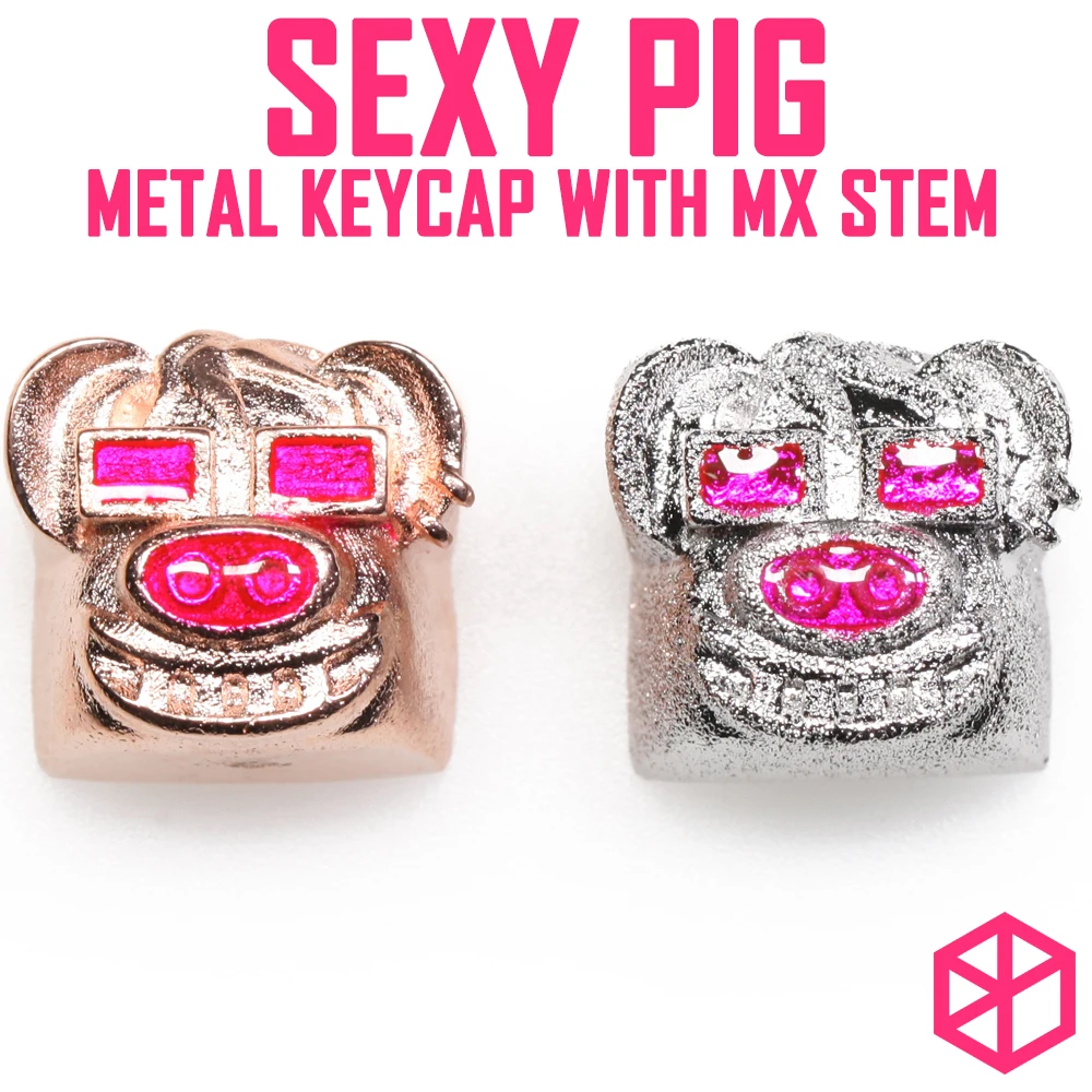 kprepublic Metal MX Keycap sexy pig for mechanical keyboard Row R4 esc light through mx stem rose gold silver colorway