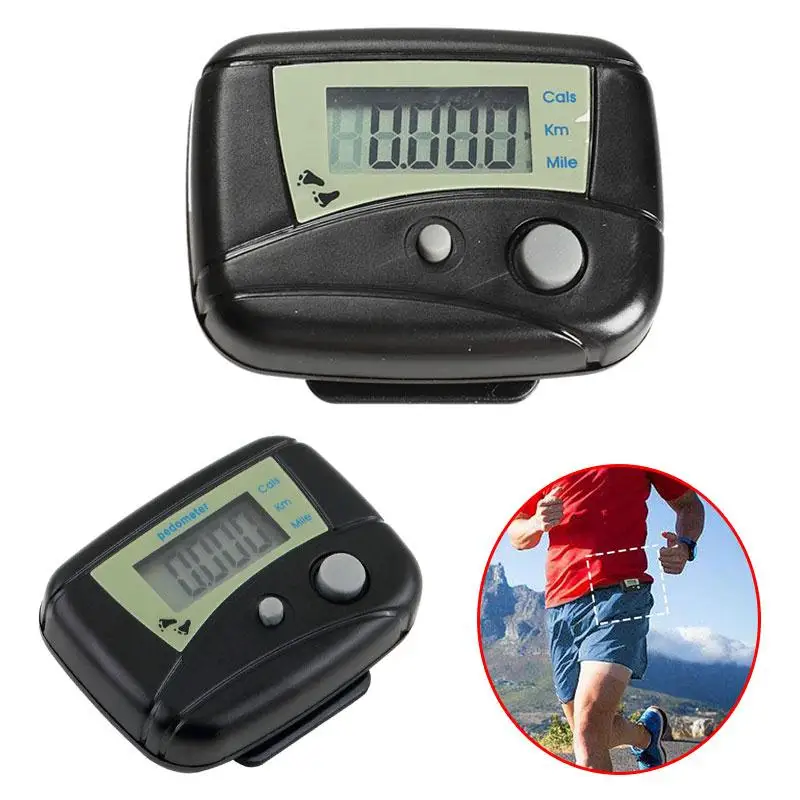 forfar 1pc Black Outdoor Sports Digital Pedometers LCD Pedometer Run