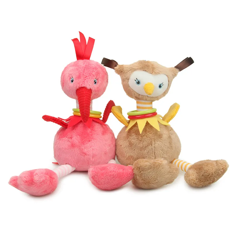 

Cartoon baby stroller wind chime doll Baby toy child pendant flamingo plush baby toy creative baby companion doll