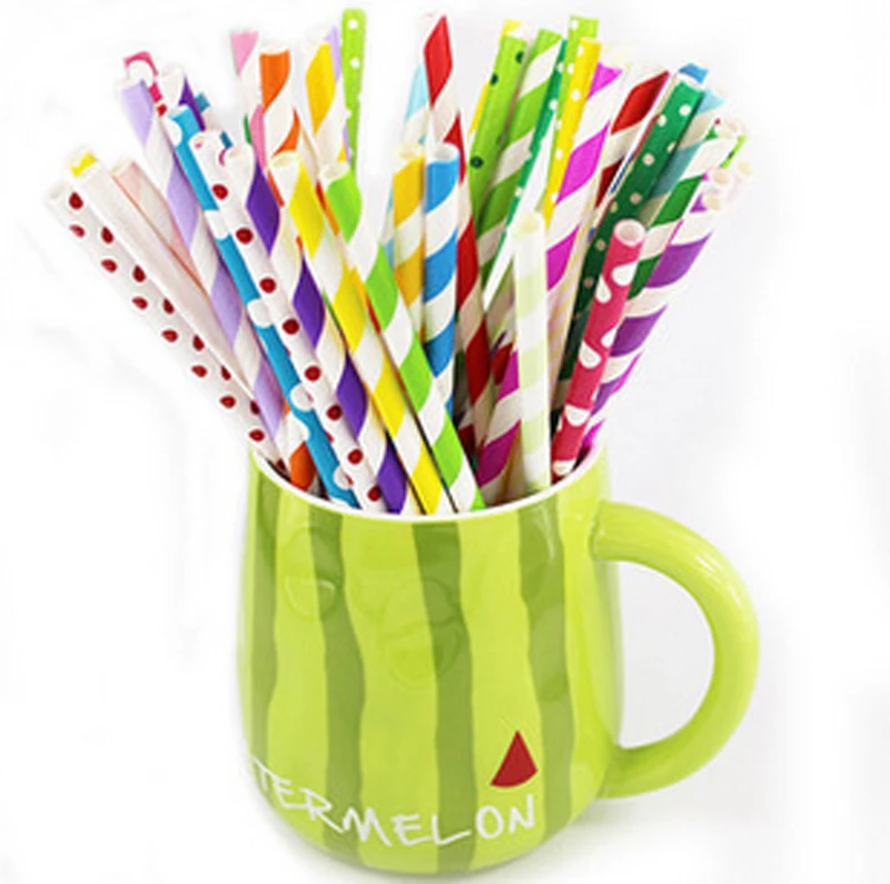DeeJey dotted party Drinking Paper Straws colors 100pcslot