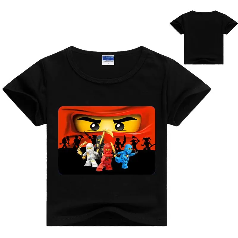 Коллекция года, Ninjago, хлопковые футболки с короткими рукавами и круглым вырезом, с мультяшным рисунком Одежда для маленьких мальчиков и девочек летняя футболка детские топы, футболки