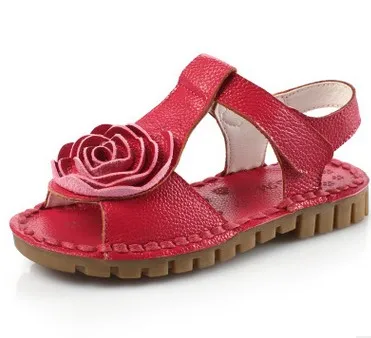 QGXSSHI Лето г. обувь из натуральной кожи для девочек, детская обувь для девочек с цветочным рисунком детские туфли на каждый день для малышей, обувь для девочек, туфли в стиле «Принцесса» - Цвет: Красный