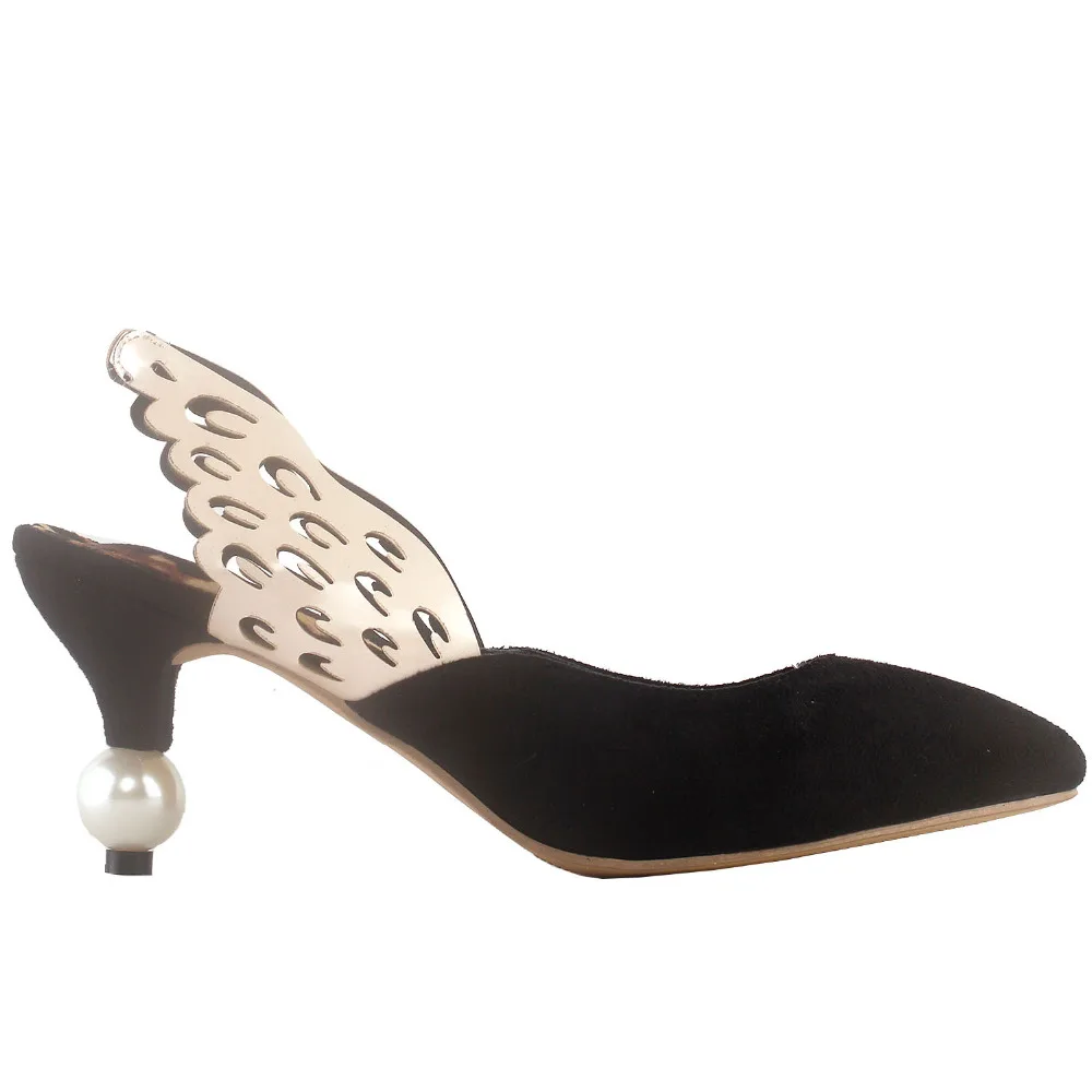 LF60429 Beige Colorful Arrow Gem Mary Jane Bridal Evening Pointed Toe Pearl Heel Pumps-in Women 