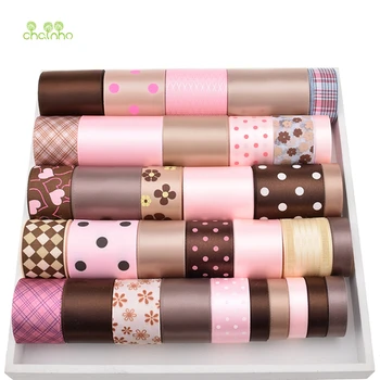 

High quality,34 Designs,Coffe&Pink Ribbon Set For DIY Handmade Gift&Craft Packing,Hair Ornament Accessories,Package 34Yard,HB040
