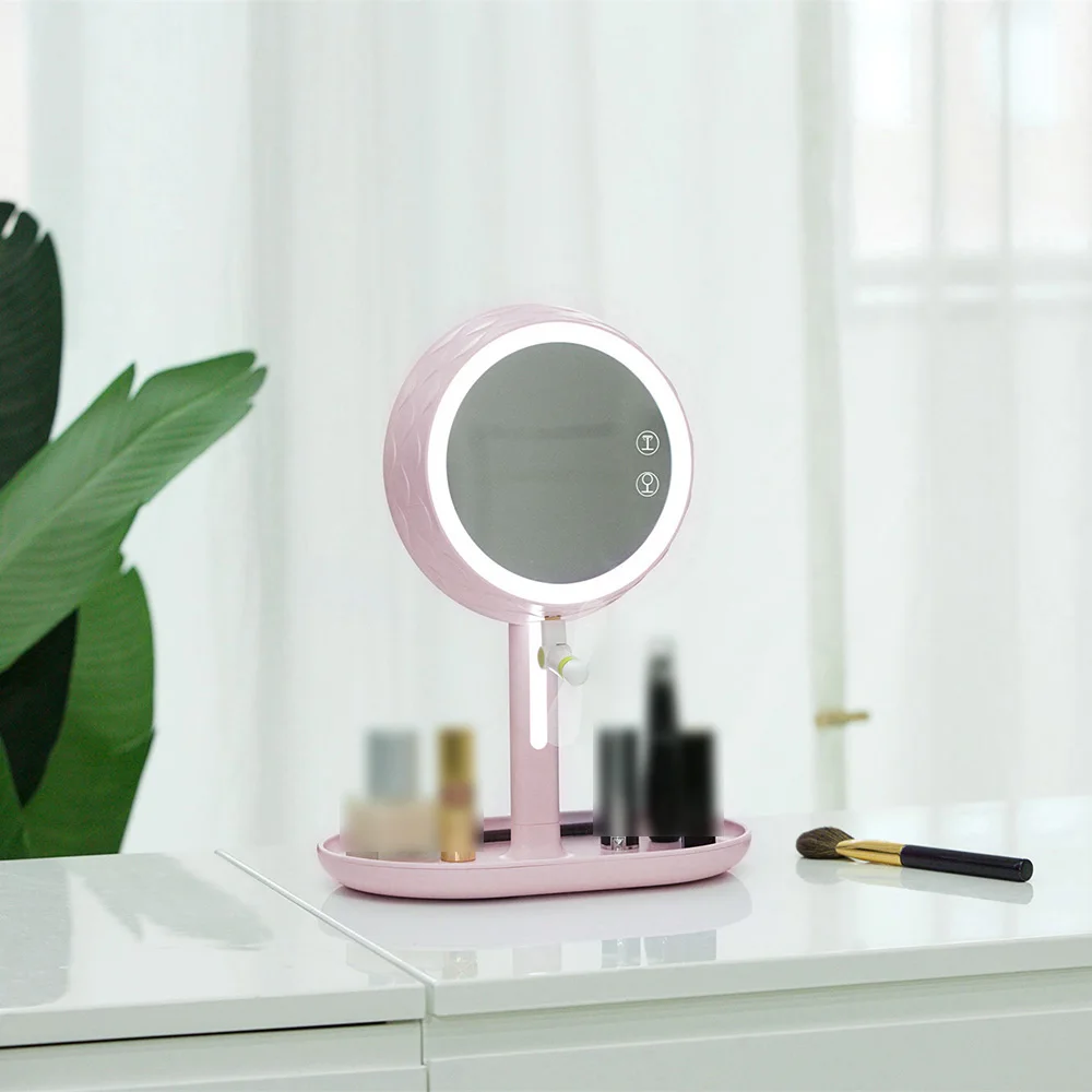 Освещенный туалетный столик компактное зеркало для макияжа коснутое регулируемое вращающееся ABS яркость домашнее прикроватное зеркало для спальни со светом