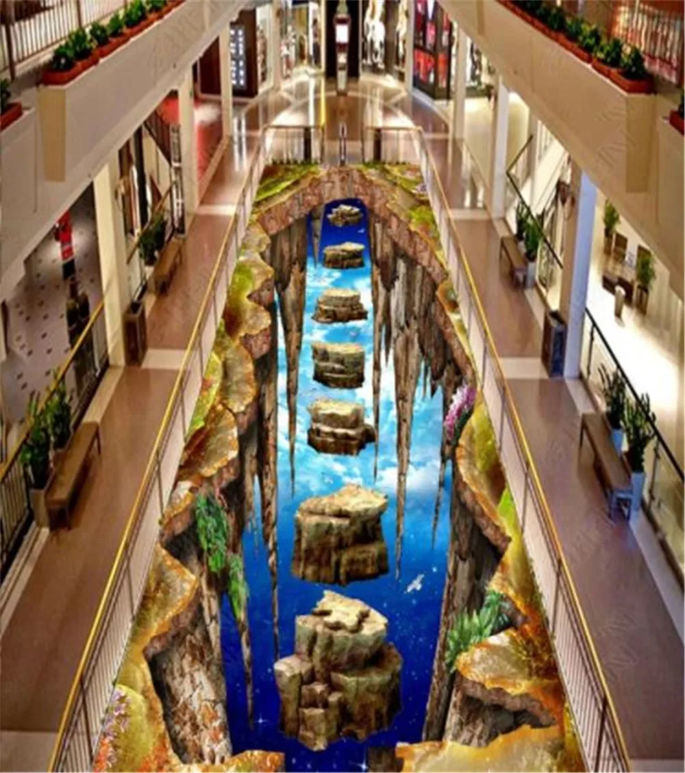 Custom Any Size 3D Mural Wallpaper Large Thrilling Suspended Stone Road Indoor Floor Decorating | Обустройство дома