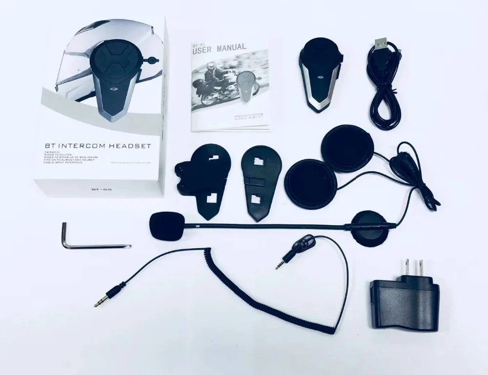  1000M BT-S3 casco intercomunicador auricular motocicleta Bluetooth interfono manos libres FM Radio 