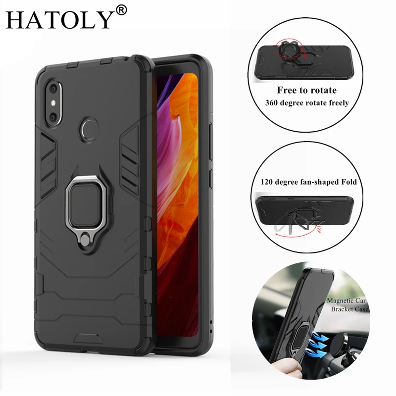 

HATOLY For Xiaomi Mi Max 3 Case Cover Magnetic Suction Ring Bracket Cases Silicone Rubber Hard Armor Back Cover for Xiaomi Max 3