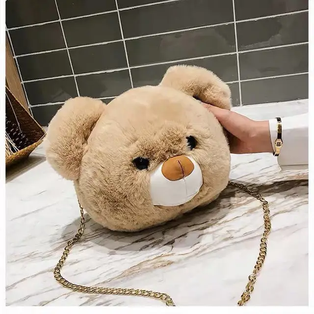 Cute Animals Purse Plush Teddy Bear Head Bag for Women 2018 Kids Gift