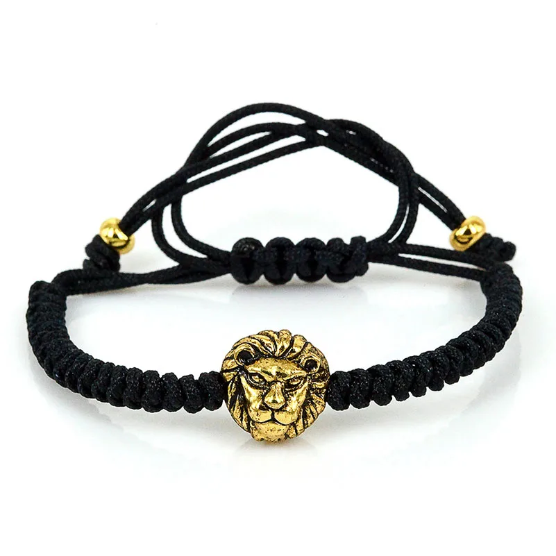 Leone Braccialetto Degli Uomini Dei Monili 2018 Nero Del Cavo Oro Rosa Leo Re Testa Di Fascino Macrame Bracciali Braccialetti Pulseira Masculina