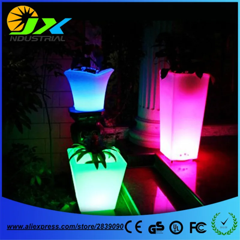

Glowing light up LED flower pot color changeable RGB Colors LED Planters Pot led vase decoration
