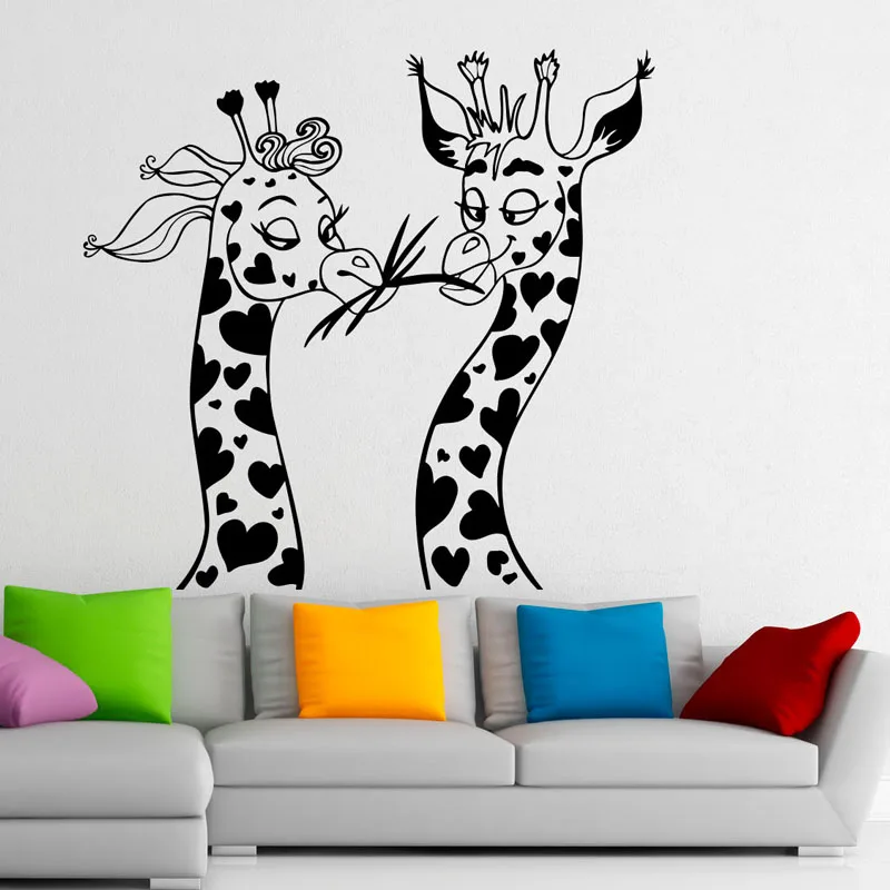 ZOOYOO Two Funny Giraffes Wall Stickers Home Decor African Animal