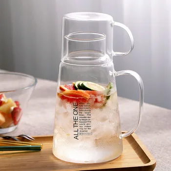 

1300ml Glass Tea Juice Pitcher Jar for Coffee Water Nordic Simple Cold Water Cup Set for Drying White Boiled Water Bottle