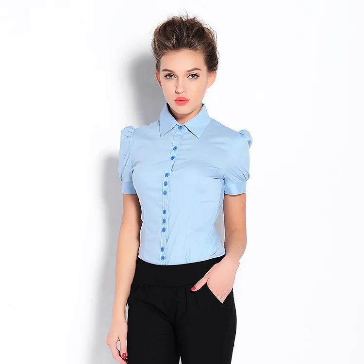 

Summer Clothes New Commuter Short Sleeves Collision Color Conjoined Blouse Ladies and Women European Professional Women WEAR
