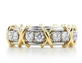 

Amazing Top Brand X Style Fine Diamond Women Engagement Ring Pure Silver Fine Jewelry Yellow Gold Cover Never Fade