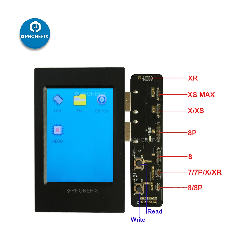 PHONEFIX окружающий светильник, сенсорный блок-программатор, ЖК-экран, EEPROM IC, инструмент для чтения и записи, инструмент для iPhone 8, 8 Plus, X, XS, MAX, XR