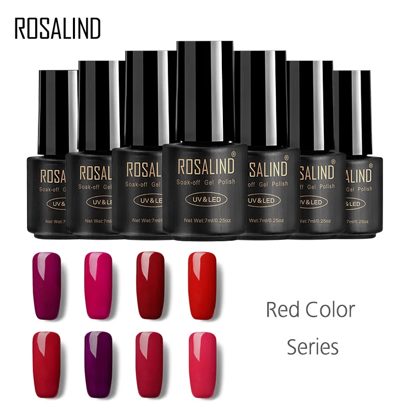 

ROSALIND Gel 1S 7ML RED Color Series Nails Gel UV Colors Builder Gel Nail Polish Acrylic for Nails Art False Tips Extension Gel