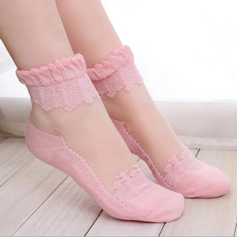 

Women Lace Meias Socks Casual Winter Female Femininas Calcetines Floral Boot Short Socks Christmas Gift Ballet Socks