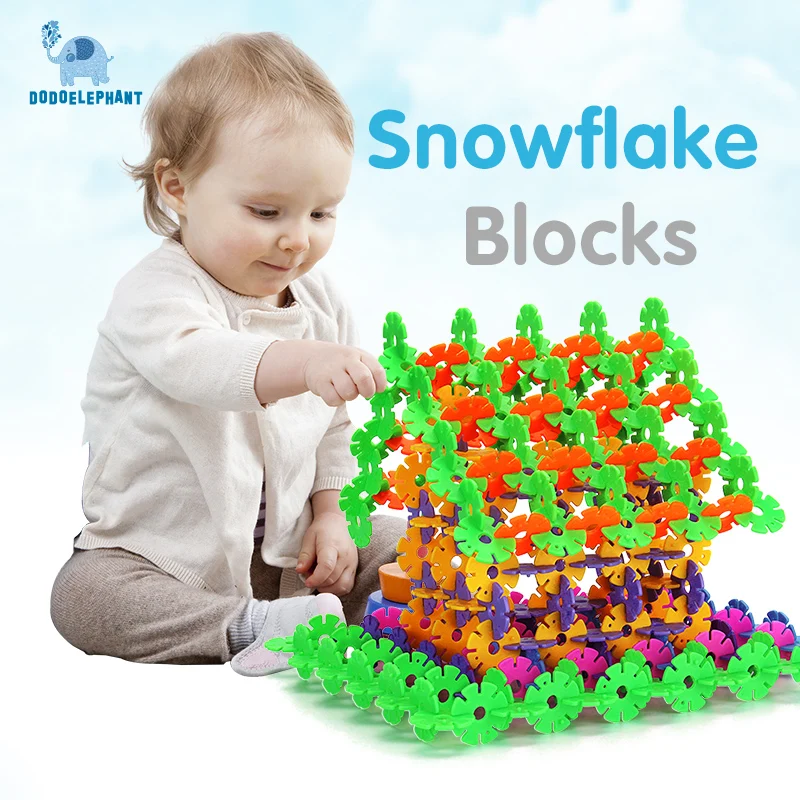 

150pcs Snowflake DIY Blocks Multicolor Colorful Building Block Early Educational Learning Classic Kids Toys For Children Gift