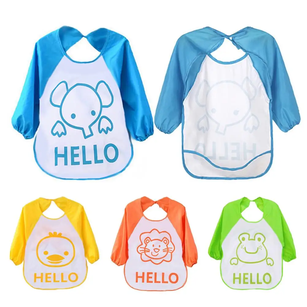 

Fashion Cartoon Animals Backwards Baby Bibs Waterproof Long Sleeve Feeding Smock Bib Burp Clothes Eat Toddler Baby Bibs