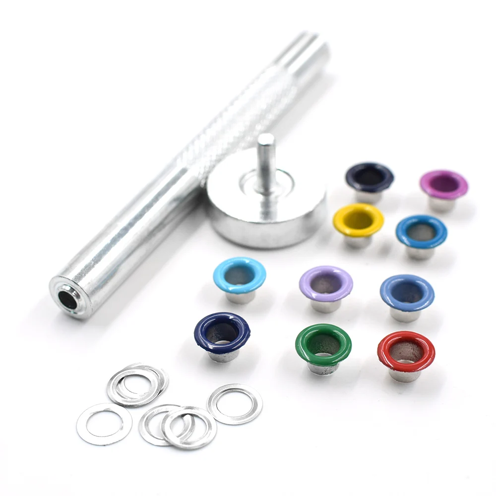 300 pcs Inner Diameter 5 mm Eyelets Shoe Eyes Metal Rivets Spraying Process Color Mixing Holes Buttons Bags Accessories eyelet grommet ring eyelet grommet ring kit grommet eyelet kit metal eyelet buttons