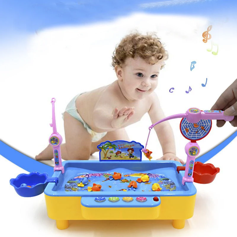 Набор игрушек для рыбалки, электрическая игра для рыбалки с музыкой, для детей, для мальчиков и девочек, магнитная Рыбка, игра в воду, детские игрушки, подарок