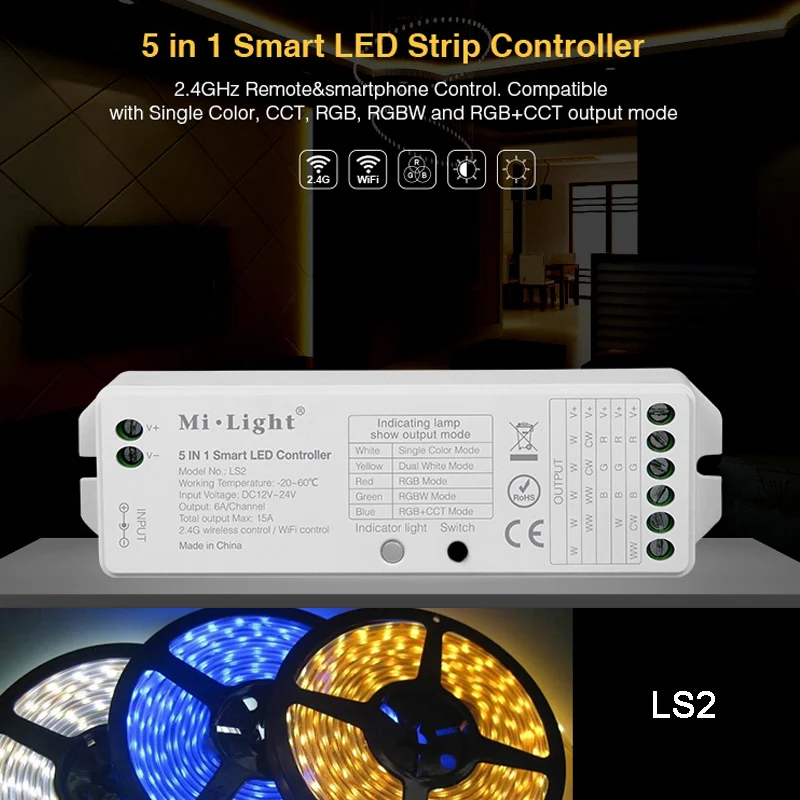 MiBOXER 2,4G RGB+ CCT беспроводной 8 зон пульт дистанционного управления настенной сенсорный Панель LS2 5IN 1 Умная Светодиодная лента контроллер FUT089/B8/WL-Box1