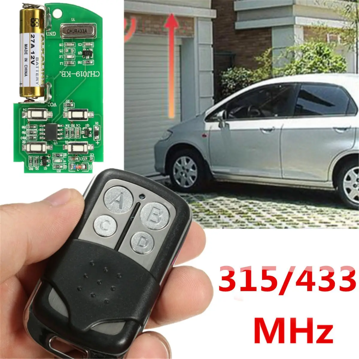 

Universal 27A 12V 4-Channel 433 315 MHz Gate Garage Door Opener Remote Control Key