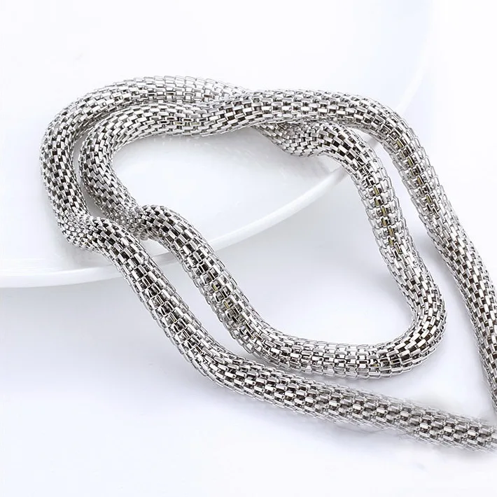 4.2mm 316L Stainless Steel Round Mesh Chain, Titanium Steel/ Gold color