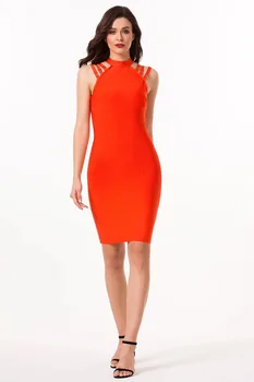 

Hot Sale O-neck Tank Sexy Girl Backless 3 Colors Bandage Rayon Celebrity Show Dress