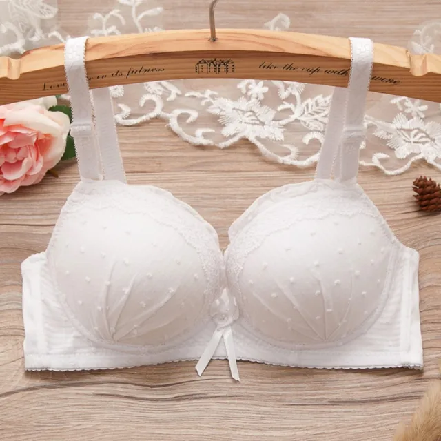 Lovely Lace Embroidery Push Up Bra Brassieres Bras Sexy Pink Sweet Cotton Bra 3/4 Cup Cute Girls