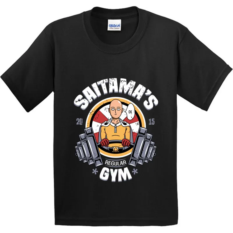 Детская забавная футболка Saitama's G Y M One Punch Man Детская летняя аниме одежда хлопковая футболка для мальчиков и девочек